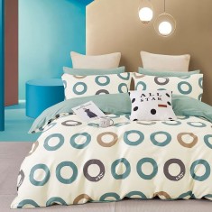 LENJERIE DE PAT PERCALLE IMPRIMAT (PRC82) - king size 6 piese cu husa