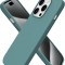 Husa silicon antisoc cu microfibra pentru Iphone 15 Pro Max Verde Smarald