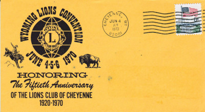 Plic LIONS CLUB,Cheyenne, America, 4 - 6 Iunie 1970 foto