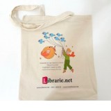 Sacosa din bumbac cu maner lung, motiv Micul Print si logo Librarie.net
