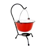 Cumpara ieftin Set Ceaun Emailat Rosu 0.8L Perfect Home cu Suport Negru - Vase Gatit, Servire Traditionala