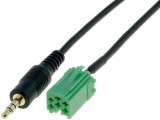 Cablu Auxiliar Renault 2007+ Mufă Mini ISO Verde 6 Pini la Jack 3.5mm Stereo 80cm