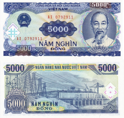 VIETNAM 5.000 dong 1991 UNC!!! foto