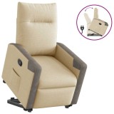 Cumpara ieftin Fotoliu rabatabil cu ridicare pe verticală, crem, textil