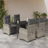 Set mobilier de gradina cu perne, 5 piese gri deschis poliratan GartenMobel Dekor, vidaXL