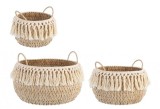Set 3 cosuri iarba mare natur Alma 23x17 cm, 31x20 cm, 40x24 cm