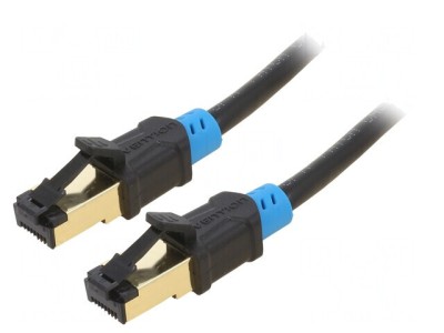 Patch cord S/FTP 6 PVC Negru 15m Aurit 8 Fire foto