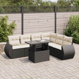 Cumpara ieftin Gossi set canapele de gradina cu perne, 7 piese, negru, poliratan