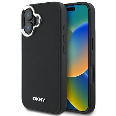 Husa pentru iPhone 16 - DKNY Hardcase Plain Silver Logo MagSafe (DKHMP16SPSCMCLK) - Black foto