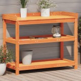 VidaXL Masă de plantare cu rafturi maro 108x45x86,5 cm lemn masiv pin