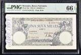100000 lei dec 1946 PMG66 unc bancnota gradata