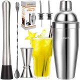 Set bartender pentru cocktailuri Ruhhy, 6 piese, shaker 700 ml, inox