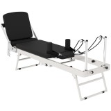 SPORTNOW Reformer Pilates Pliabil pentru Acasă cu 2 Benzi Elastice, Bară Reglabilă și &Icirc;nălțime a Scripetelui, Trainer Multifuncțional pentru Antrename