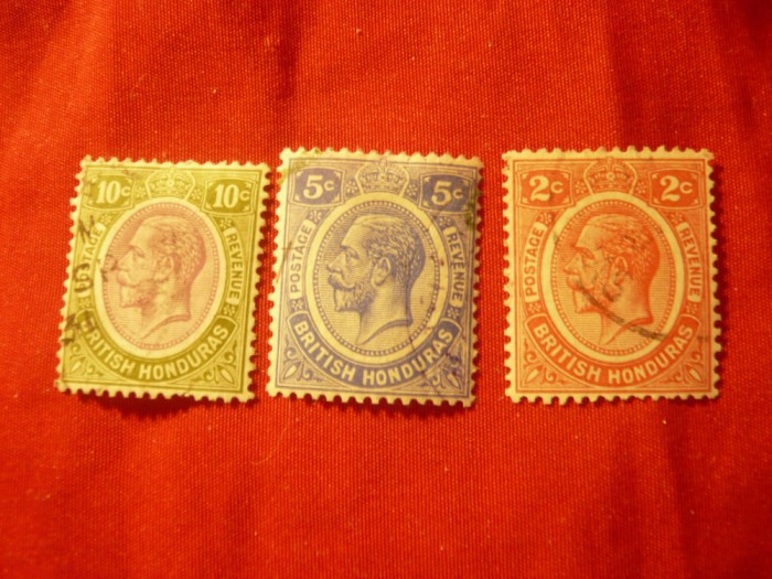 3 Timbre Honduras colonie britanica 1905 ,val.: 2 ,5 si 10C stampilate