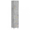 Dulap inalt, gri beton, 34,5x34x180 cm, lemn prelucrat