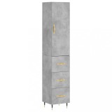 Dulap inalt, gri beton, 34,5x34x180 cm, lemn prelucrat