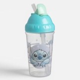 Pahar de antrenament cu pai, 295 ml, Albastru, cu imprimeu Stitch, fara BPA, CMCLASS
