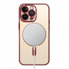 Husa Protectie TPU Electroplate, Apple iPhone 15 Plus, compatibil MagSafe, Rosu Blister