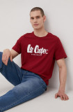 Lee Cooper tricou din bumbac culoarea bordo, cu imprimeu