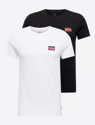 Set 2 tricouri cu maneca scurta pentru barbati Levi s 2-Pack Crewneck Graphic Tee, alb+negru, M - OUTLET foto