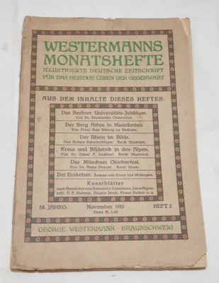 WESTERMANNS MOMATSHEFTE Revista germană ilustrată pT viața spirituală ANUL 1910 foto