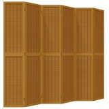 Cumpara ieftin Paravan de camera cu 6 panouri, maro, lemn masiv paulownia