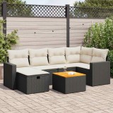 vidaXL Set canapele de grădină cu perne, 7 piese, negru, poliratan 3325787