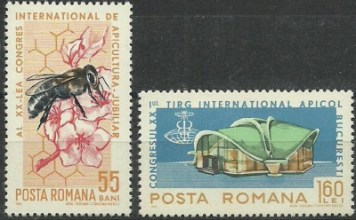 ROMANIA 1965 ALBINE-Al XX-lea Congres de apicultura Serie 2 timbre LP.610 MNH foto