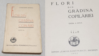 Anticariat Carte cultura pt elevi scolari FLORI DIN GRADINA COPILARIEI anul 1937 foto