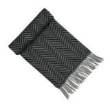 Cumpara ieftin Fular elegant casmir, negru si gri, model liniar, 202 x 66 cm