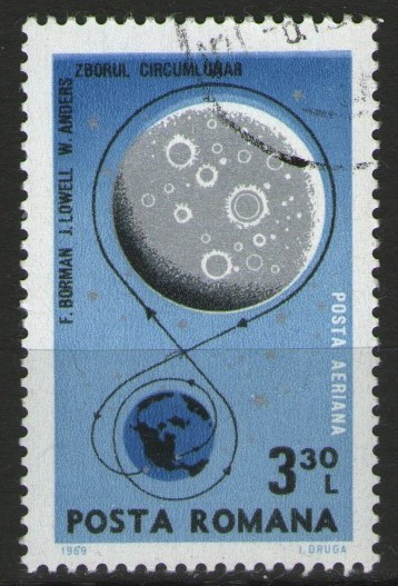 Romania 1969 - Apollo 8, stampilata