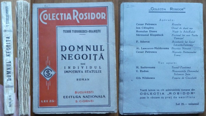 Rosidor, Tudor Teodorescu Braniste, Domnul Negoita, autograf catre Calinescu
