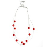 Colier argintiu cu perle acrilice