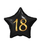 Balon Folie 18 Ani, Model Stea Negru 48 cm