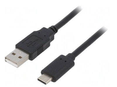 Cablu USB 2.0 USB-A la USB-C Aurit 1m Negru PVC foto