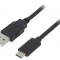 Cablu USB 2.0 USB-A la USB-C Aurit 1m Negru PVC