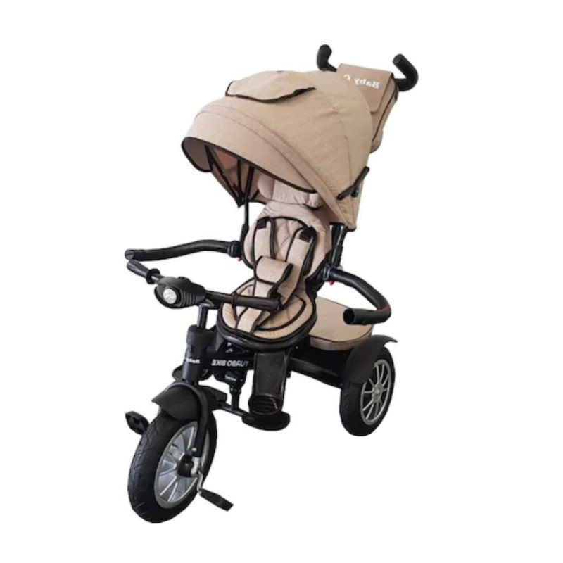 Tricicleta pentru copii cu pozitie de somn si scaun reversibil Turbo Bike  6019, Bej | Okazii.ro
