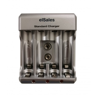 Incarcator elSales ELS-636 pentru 4 acumulatori R3 , R6 9V , argintiu foto