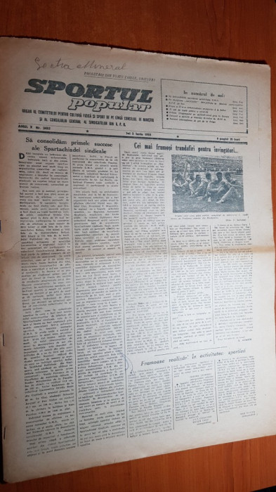 sportul popular 3 iunie 1954-etapa diviziaei A la fotbal,flacara ploiesti,CCA