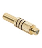 Mufa RCA mama metal aurit cablu 6mm inel negru