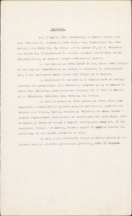 A1538 Protocol academician Victor V&acirc;lcovici &ndash; Societatea Rosud, 1946