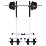 VidaXL Suport haltere genuflexiuni cu halteră și set gantere 60,5 kg