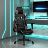 VidaXL Scaun de gaming cu suport picioare, negru/gri, piele ecologică