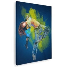 Tablou canvas femeie dans hip-hop multicolor 1222 Tablou canvas pe panza CU RAMA 20x30 cm
