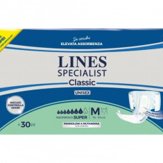 Scutece pentru adulti Lines Specialist Classic Super, 7 picaturi, marimea M, 30 bucati, unisex