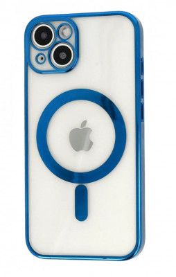 Husa Luxury MagSafe compatibila cu iPhone 13 Pro, Full protection, Margini colorate, Albastru inchis foto