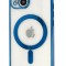 Husa Luxury MagSafe compatibila cu iPhone 14, Full protection, Margini colorate, Albastru inchis