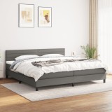 vidaXL Pat box spring cu saltea, gri &icirc;nchis, 200x200 cm, textil