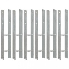 vidaXL Ancore de gard, 6 buc., argintiu, 9x6x60 cm, oțel galvanizat