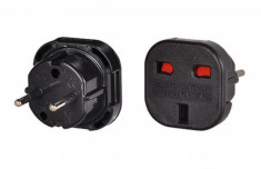 Adaptor Priza Europa - Anglia (EU-UK), Protectie Copii, Negru foto